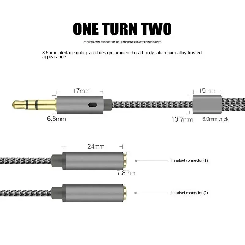 3.5mm Audio Splitter 1 Male To - Earphone Splitter Jack 评论和价格